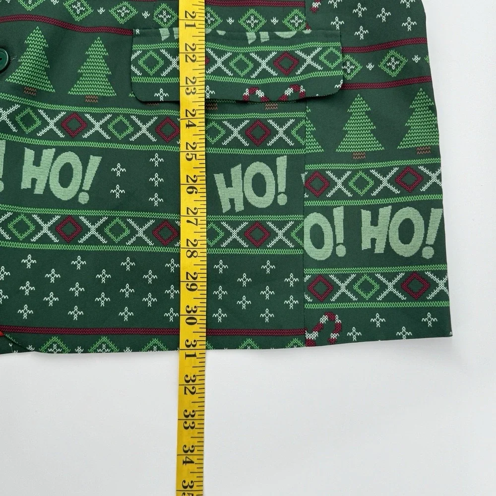 Ugly Christmas Blazer Men's XXL Green Holiday Suit Jacket Ho Ho Candy Cane Retro